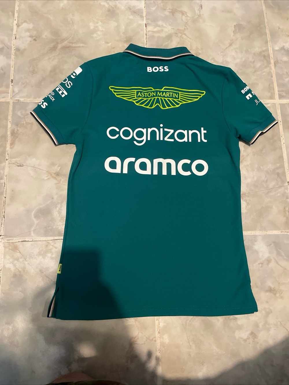 Aston Martin Aramco F1 Polo Shirt Racing Formula 1 Boss USA Extra Small